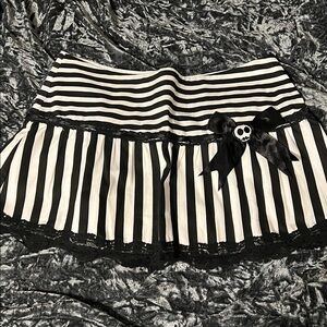 Black and White Striped Women's Skirt